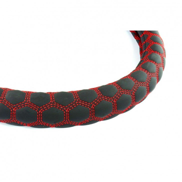 Husa volan cu cusatura rosie model Hexa SWC-23-M (37-39cm) - AVX-AM02560 - AMIO