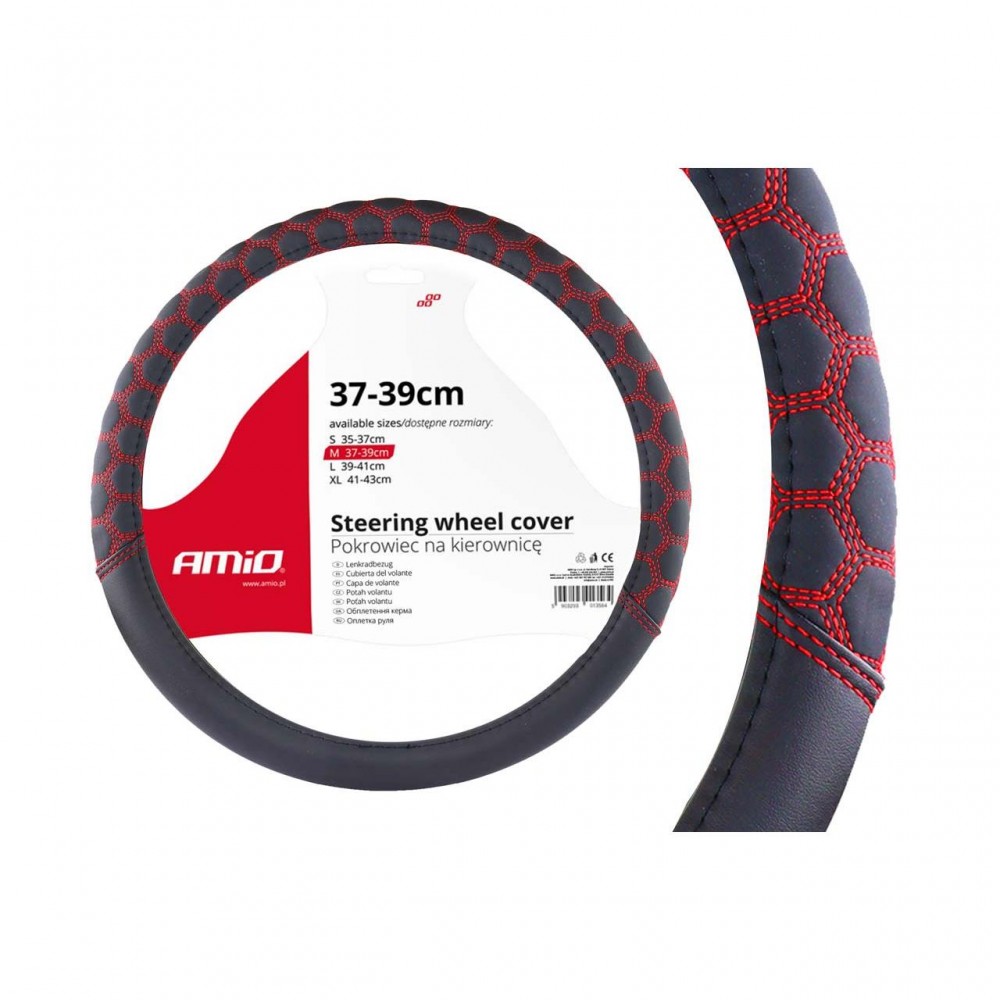 Husa volan cu cusatura rosie model Hexa SWC-23-M (37-39cm) - AVX-AM02560 - AMIO