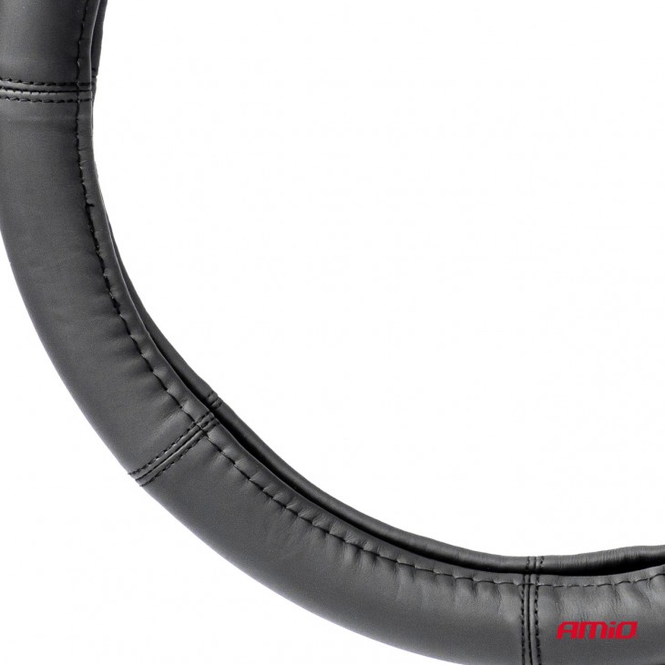 Husa volan din Piele Naturala, culoare Neagra, marime M (volan 37-39cm) AVX-AM03546 - AVX-AM03546 - AMIO