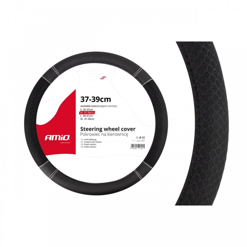 Husa volan neagra Honeycomb SWC-20-M (37-39cm) - AVX-AM01697 - AMIO