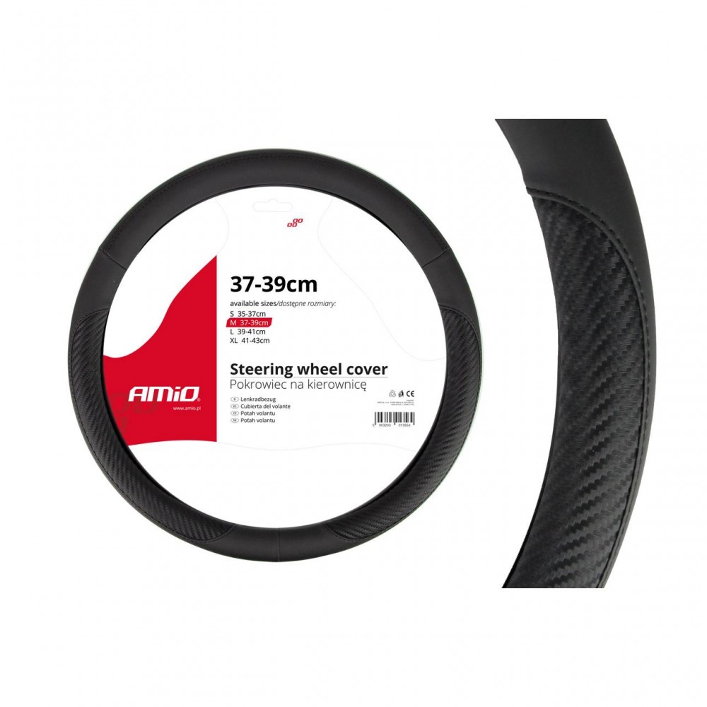 Husa volan negru + carbon SWC-17-M (37-39cm) - AVX-AM01694 - AMIO