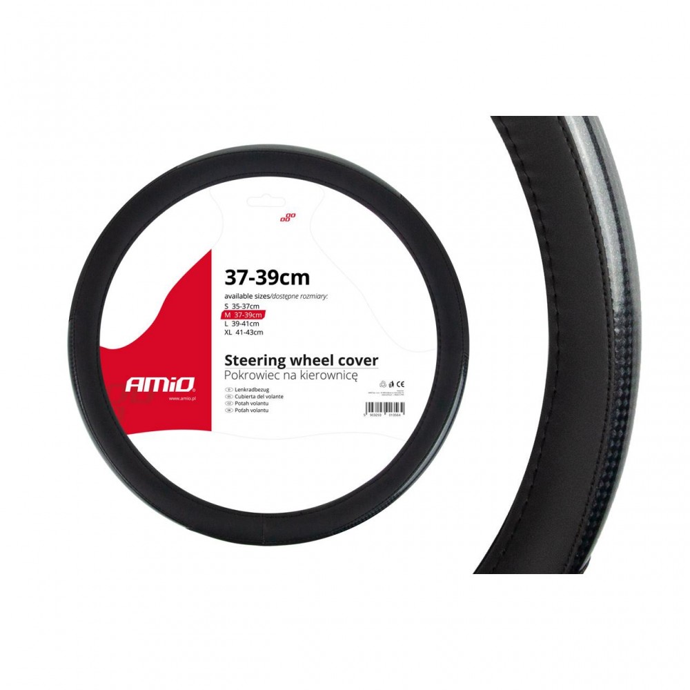 Husa volan negru + carbon lacuit SWC-18-M (37-39cm) - AVX-AM01695 - AMIO