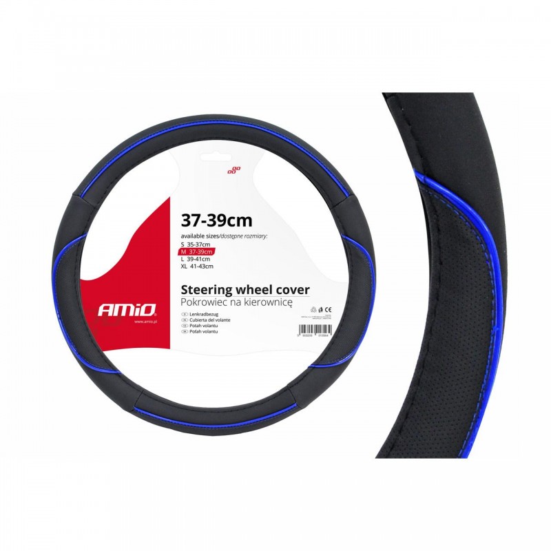 Husa volan negru + dunga albastra SWC-08-M (37-39cm) - AVX-AM01363 - AMIO
