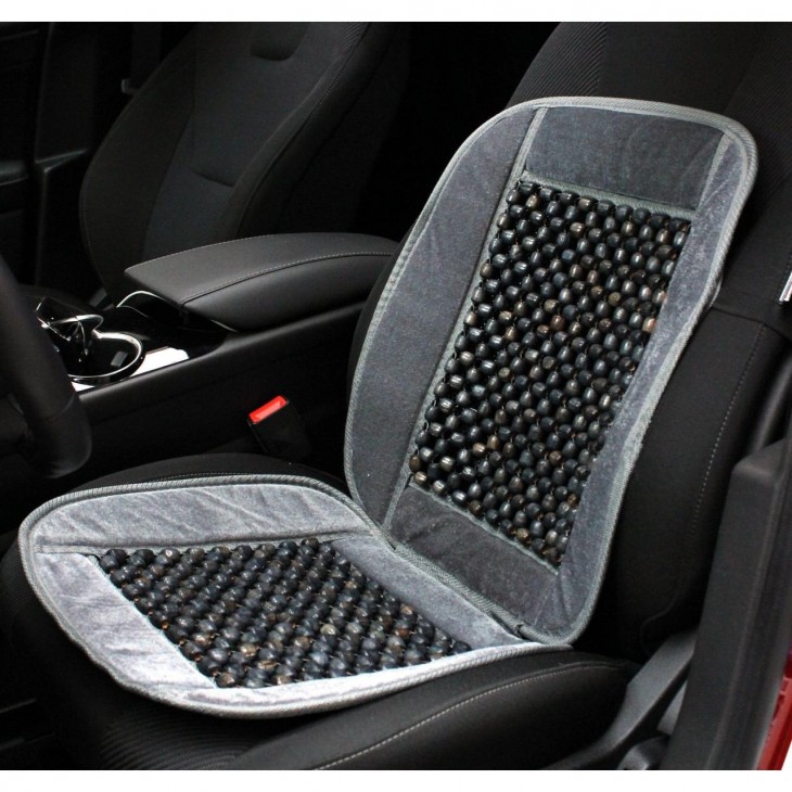 Huse auto cu bile de masaj din lemn si margine de plus gri CSM-01-Grey - AVX-AM01385 - AMIO