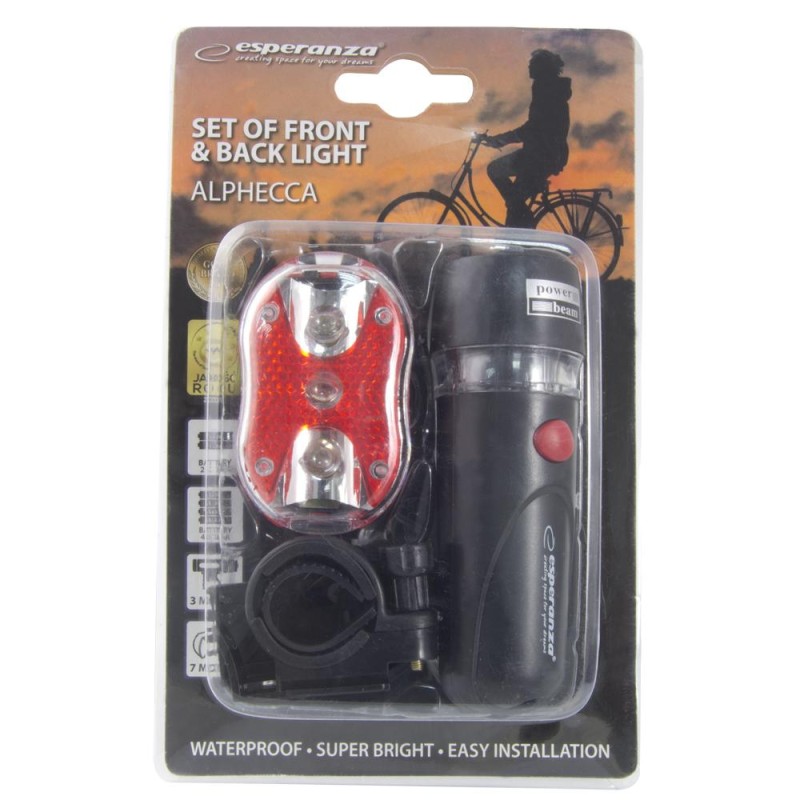 Kit Bicicleta Lampa Frontala LED + Lampa Stop LED, ALPHECCA EOT015 - AVX-EOT015 - Esperanza