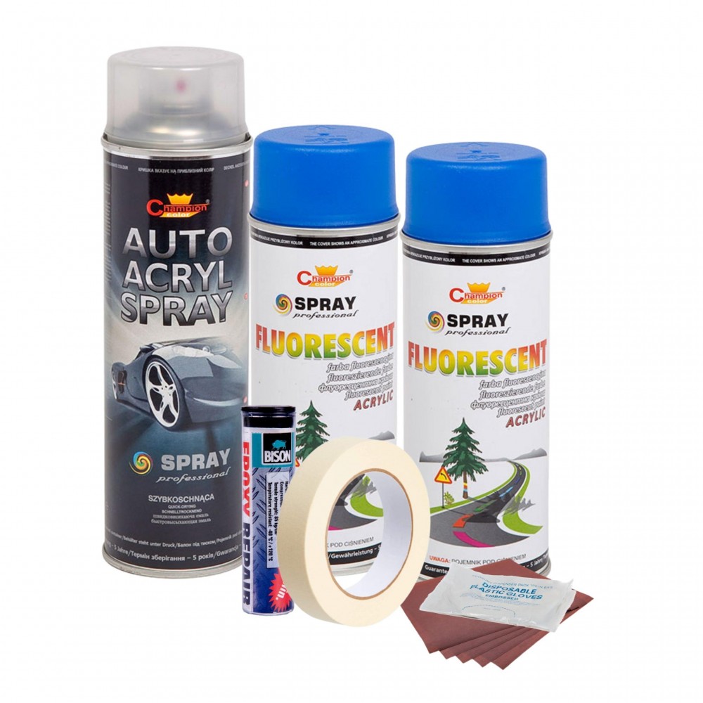 Kit complet reparatie si vopsire jante culoare Albastru Fluorescent, V2 - AVX-KVJ-AFV2 - AVEX