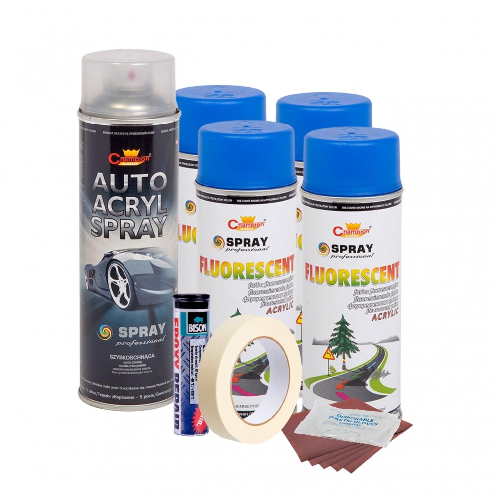 Kit complet reparatie si vopsire jante culoare Albastru Fluorescent, V4 - AVX-KVJ-AFV4 - AVEX