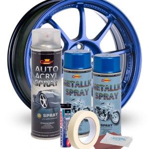 Kit complet reparatie si vopsire jante culoare Albastru Metalizat, V2
