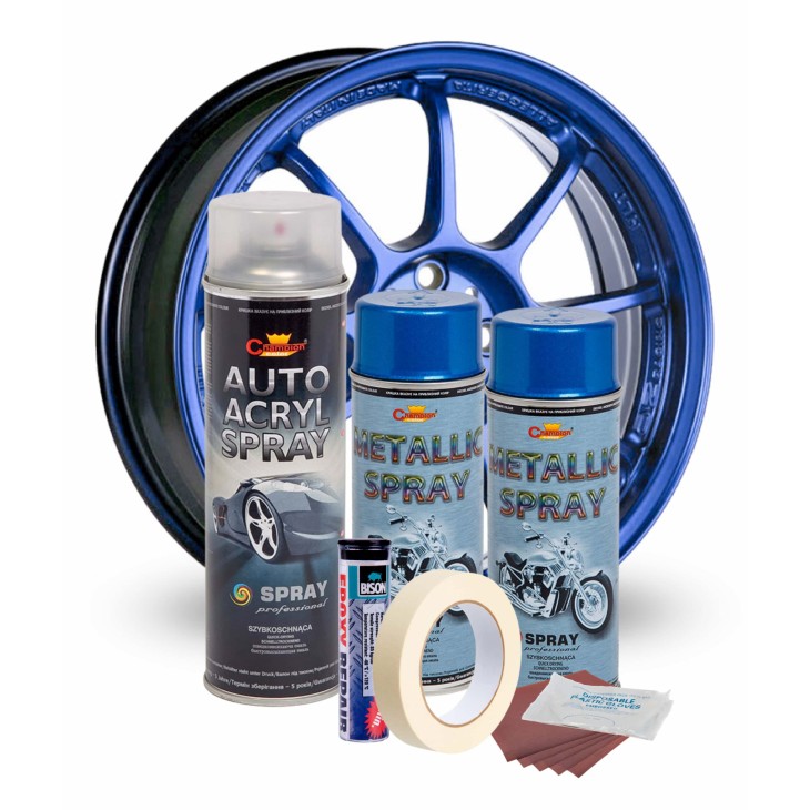 Kit complet reparatie si vopsire jante culoare Albastru Metalizat, V2 - AVX-KVJ-AV2 - AVEX