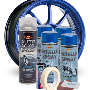 Kit complet reparatie si vopsire jante culoare Albastru Metalizat, V4