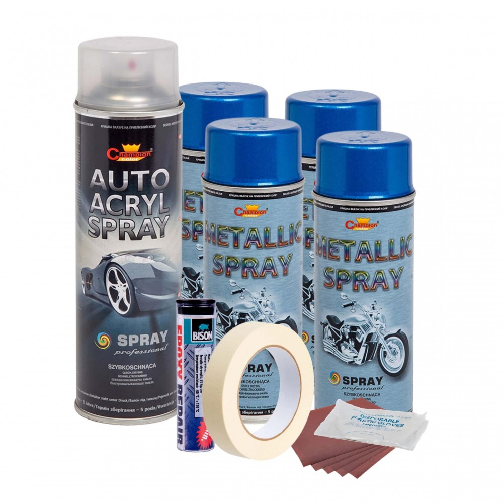 Kit complet reparatie si vopsire jante culoare Albastru Metalizat, V4 - AVX-KVJ-AV4 - AVEX