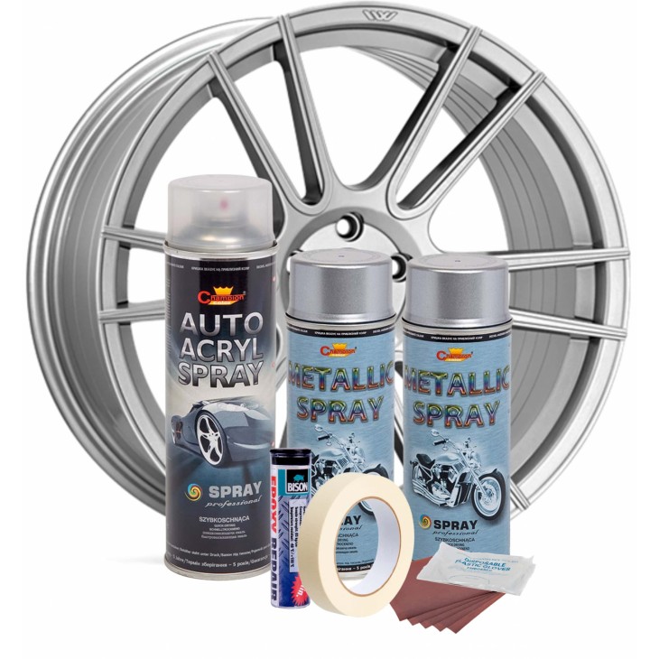Kit complet reparatie si vopsire jante culoare Argintiu Metalizat, V2 - AVX-KVJ-AGV2 - AVEX