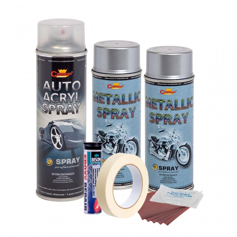 Kit complet reparatie si vopsire jante culoare Argintiu Metalizat, V2 - AVX-KVJ-AGV2 - AVEX