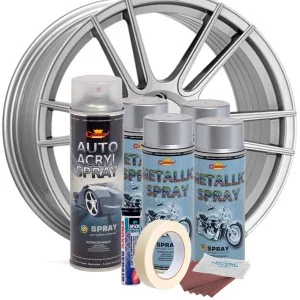 Kit complet reparatie si vopsire jante culoare Argintiu Metalizat, V4
