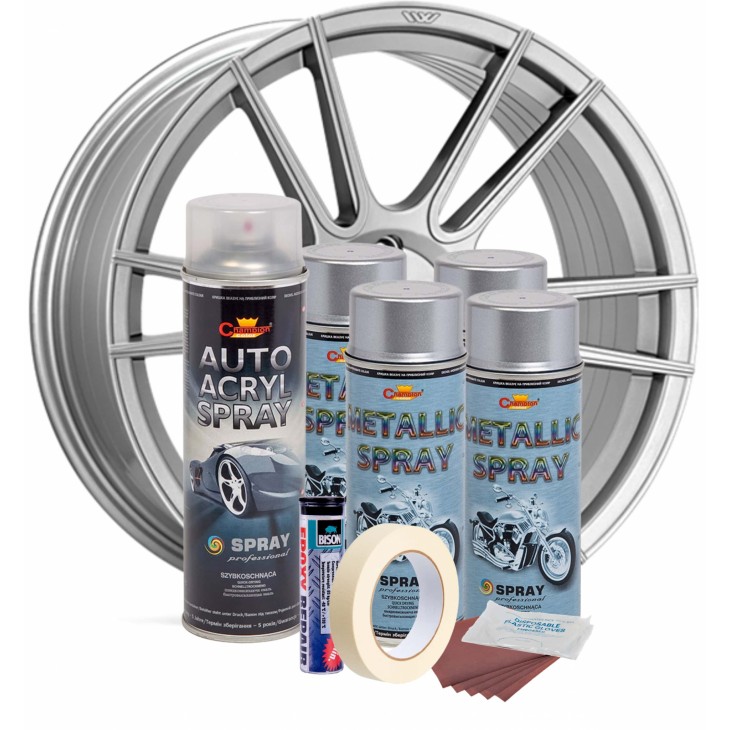 Kit complet reparatie si vopsire jante culoare Argintiu Metalizat, V4 - AVX-KVJ-AGV4 - AVEX