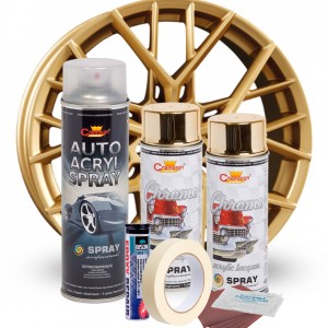 Kit complet reparatie si vopsire jante culoare Auriu Metalic, V2
