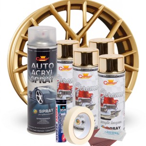 Kit complet reparatie si vopsire jante culoare Auriu Metalic, V4