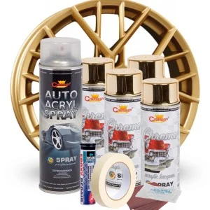 Kit complet reparatie si vopsire jante culoare Auriu Metalic, V4