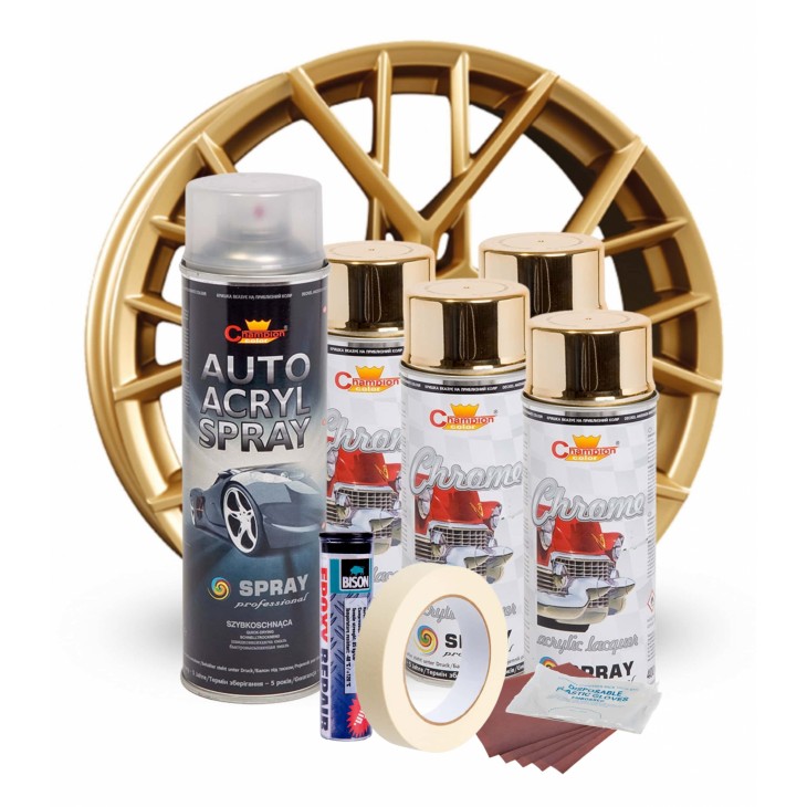 Kit complet reparatie si vopsire jante culoare Auriu Metalic, V4 - AVX-KVJ-AUV4 - AVEX