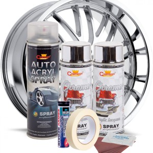 Kit complet reparatie si vopsire jante culoare Crom Metalic, V2