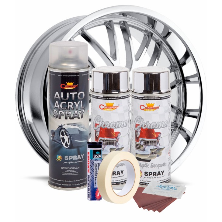 Kit complet reparatie si vopsire jante culoare Crom Metalic, V2 - AVX-KVJ-CV2 - AVEX