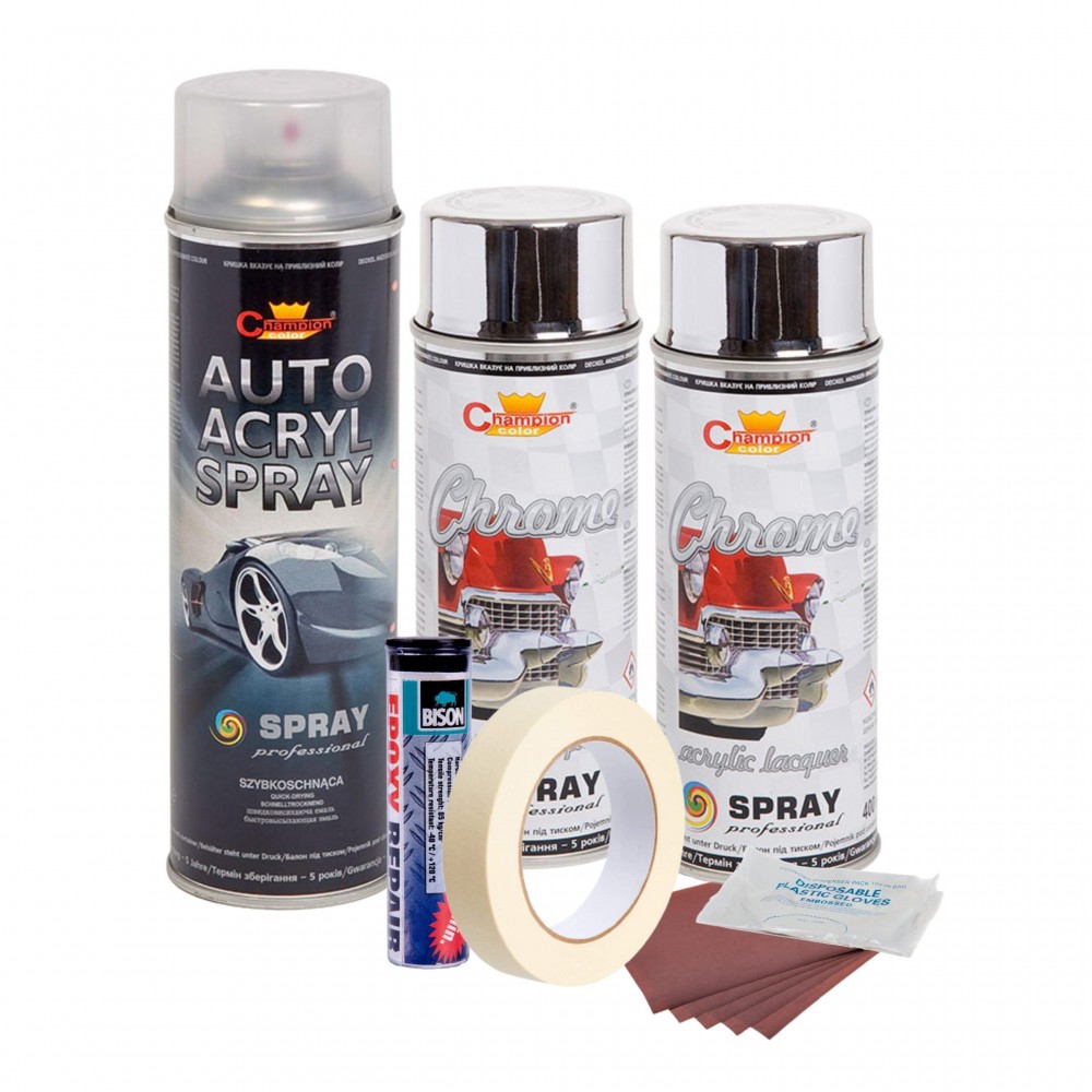 Kit complet reparatie si vopsire jante culoare Crom Metalic, V2 - AVX-KVJ-CV2 - AVEX