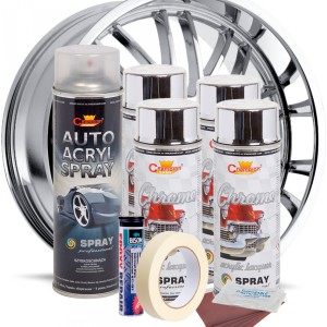Kit complet reparatie si vopsire jante culoare Crom Metalic, V4