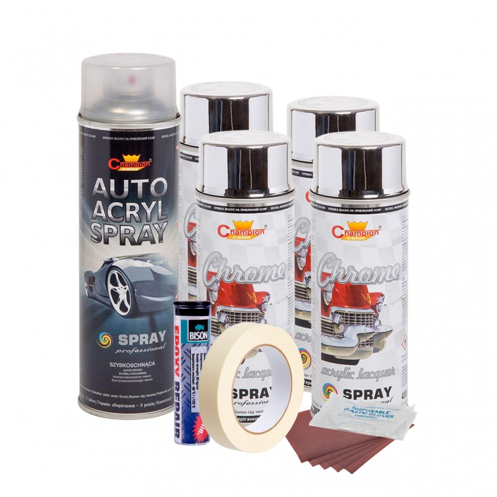 Kit complet reparatie si vopsire jante culoare Crom Metalic, V4 - AVX-KVJ-CV4 - AVEX