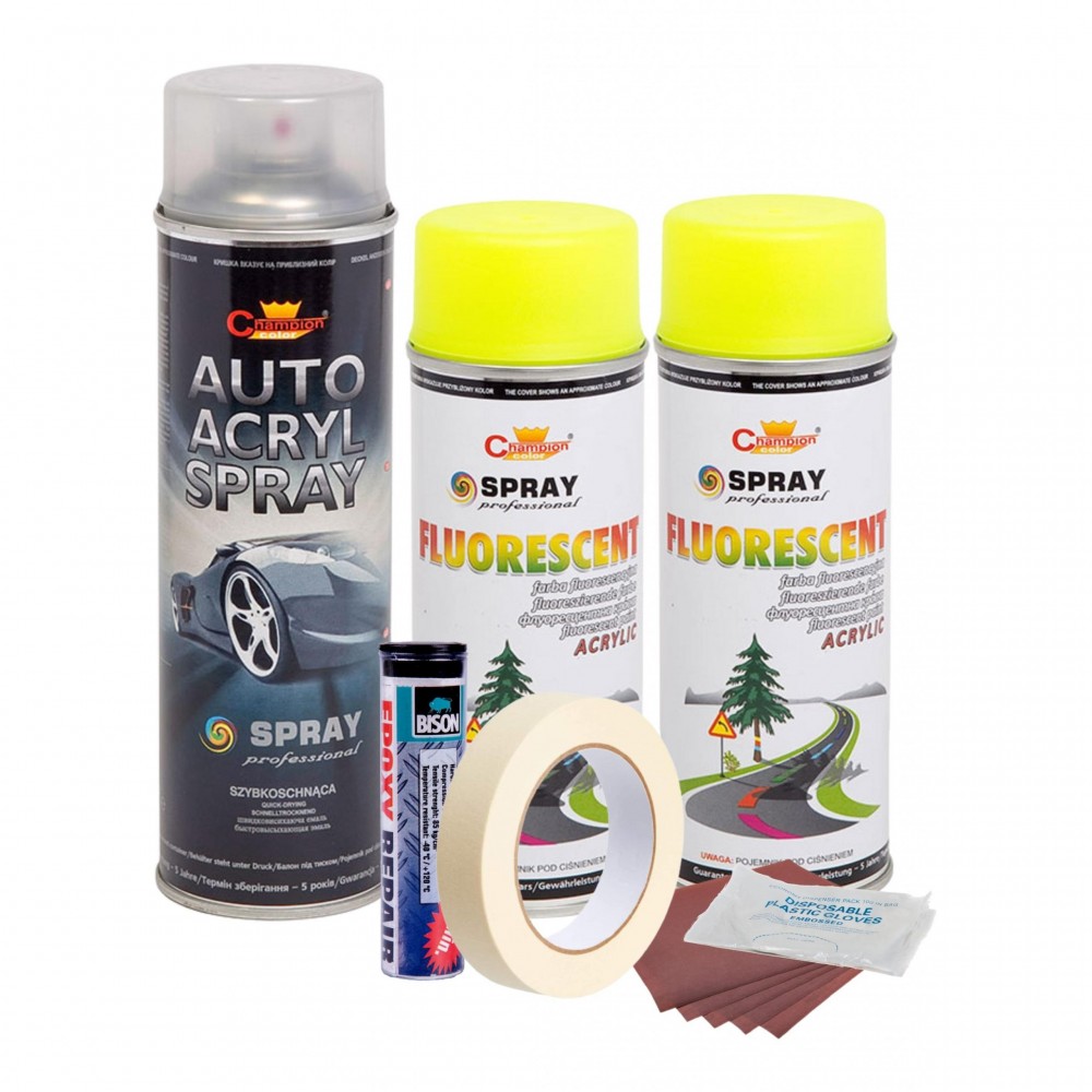 Kit complet reparatie si vopsire jante culoare Galben Fluorescent, V2 - AVX-KVJ-GFV2 - AVEX