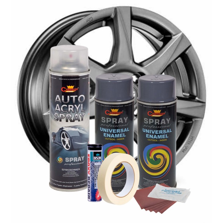 Kit complet reparatie si vopsire jante culoare Gri Inchis, V2 - AVX-KVJ-GRV2 - AVEX