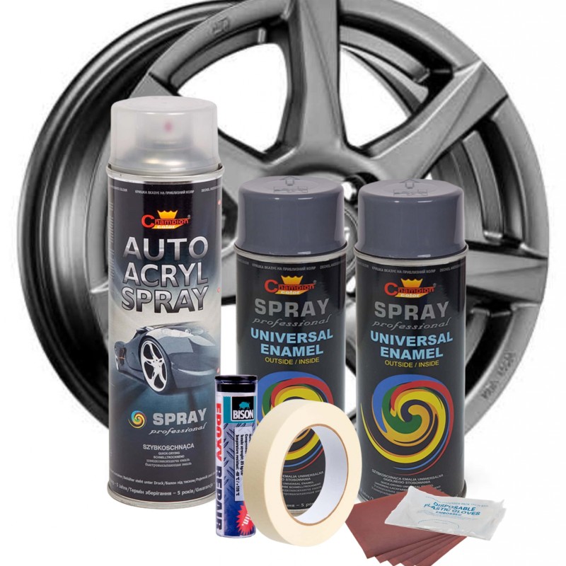 Kit complet reparatie si vopsire jante culoare Gri Inchis, V2