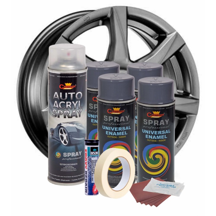 Kit complet reparatie si vopsire jante culoare Gri Inchis, V4 - AVX-KVJ-GRV4 - AVEX