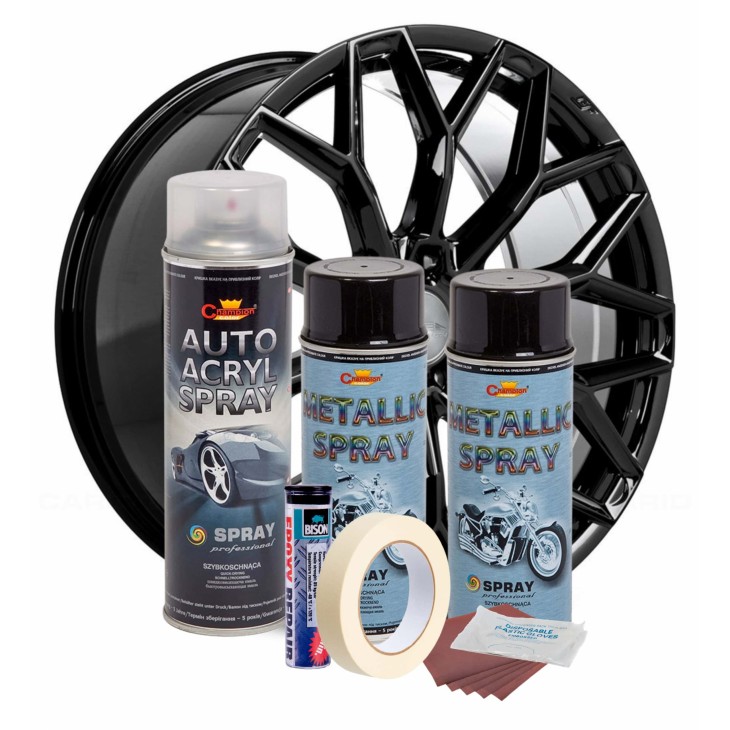 Kit complet reparatie si vopsire jante culoare Negru Metalizat, V2 - AVX-KVJ-NV2 - AVEX