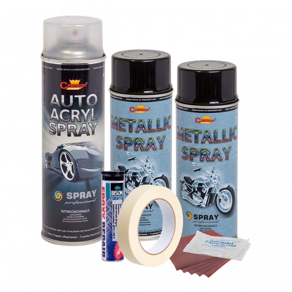Kit complet reparatie si vopsire jante culoare Negru Metalizat, V2 - AVX-KVJ-NV2 - AVEX