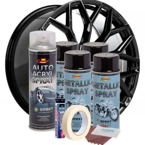 Kit complet reparatie si vopsire jante culoare Negru Metalizat, V4