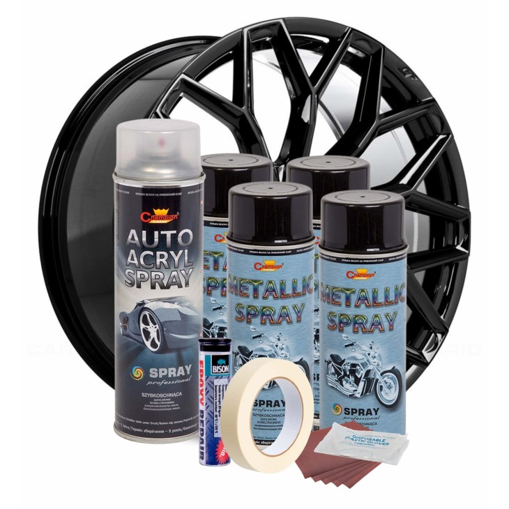 Kit complet reparatie si vopsire jante culoare Negru Metalizat, V4 - AVX-KVJ-NV4 - AVEX