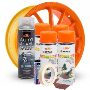 Kit complet reparatie si vopsire jante culoare Orange Fluorescent, V4
