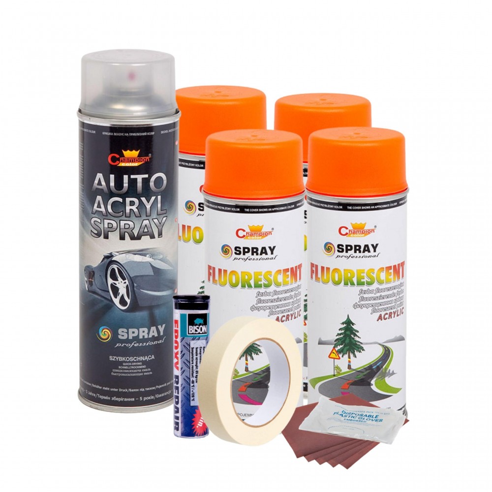 Kit complet reparatie si vopsire jante culoare Orange Fluorescent, V4 - AVX-KVJ-OFV4 - AVEX