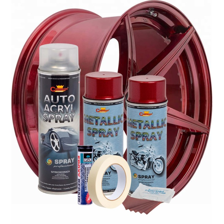 Kit complet reparatie si vopsire jante culoare Rosu Burgundy Metalizat, V2 - AVX-KVJ-RV2 - AVEX