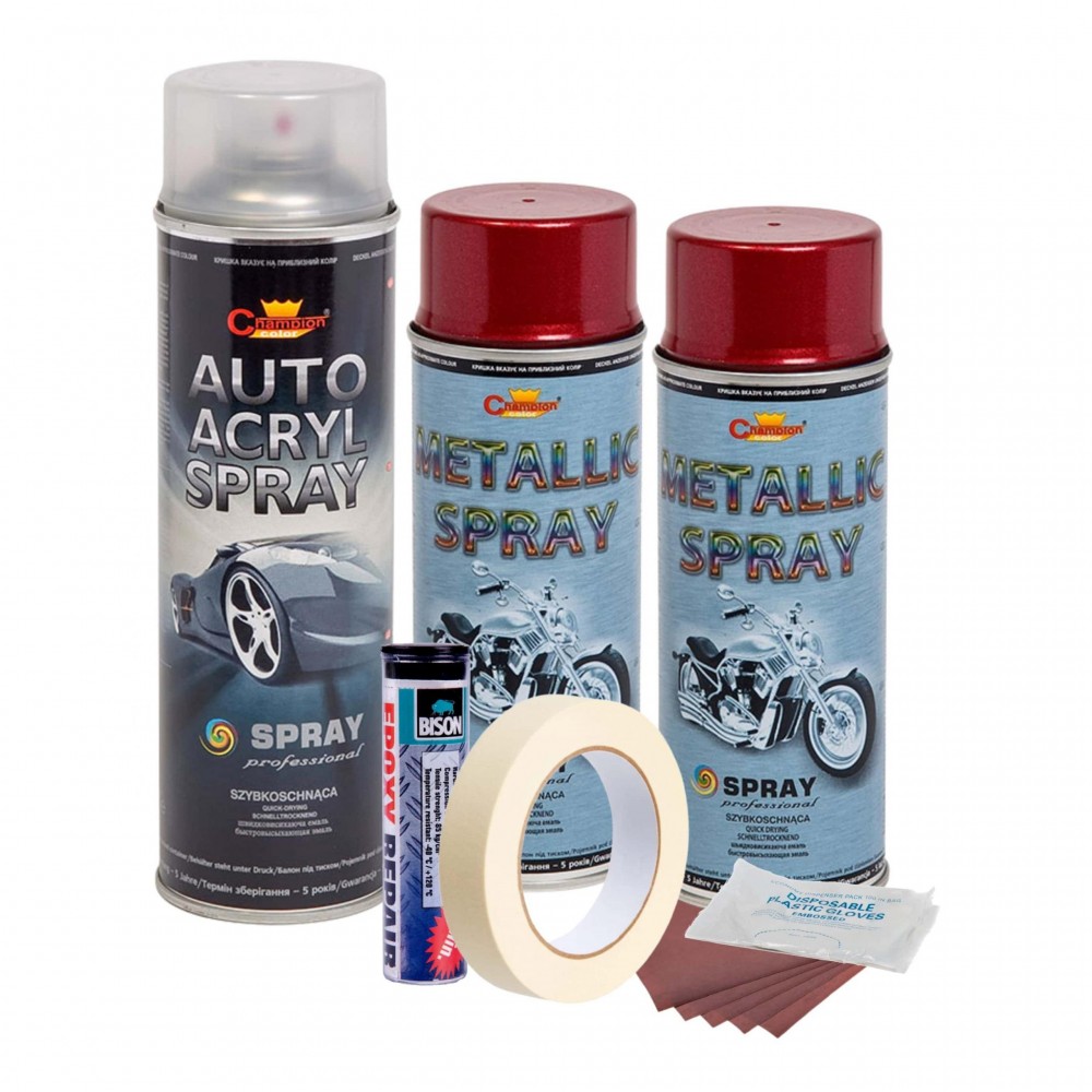 Kit complet reparatie si vopsire jante culoare Rosu Burgundy Metalizat, V2 - AVX-KVJ-RV2 - AVEX