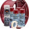 Kit complet reparatie si vopsire jante culoare Rosu Burgundy Metalizat, V4