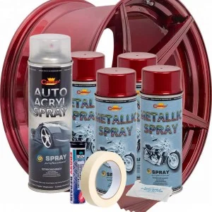 Kit complet reparatie si vopsire jante culoare Rosu Burgundy Metalizat, V4