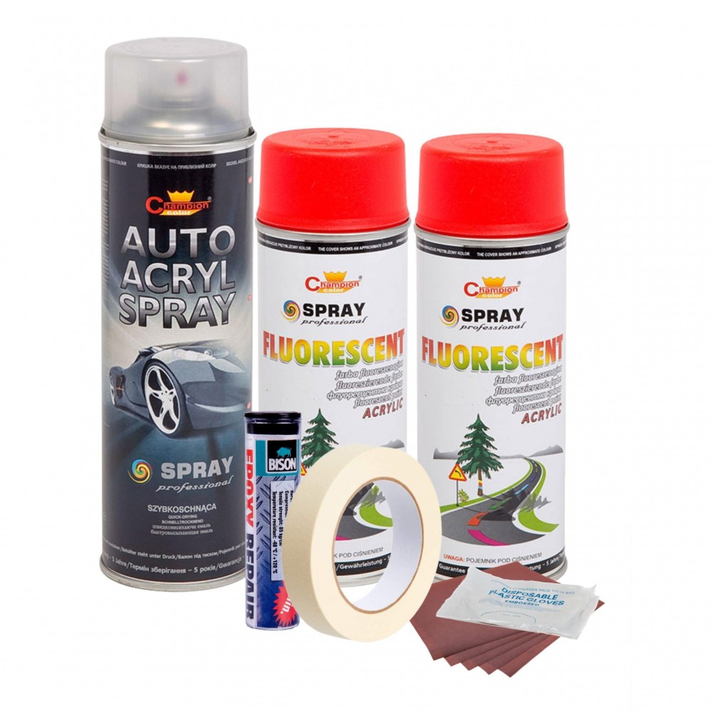 Kit complet reparatie si vopsire jante culoare Rosu Fluorescent, V2 - AVX-KVJ-RFV2 - AVEX