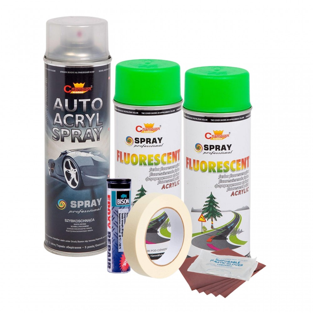 Kit complet reparatie si vopsire jante culoare Verde Fluorescent, V2 - AVX-KVJ-VFV2 - AVEX