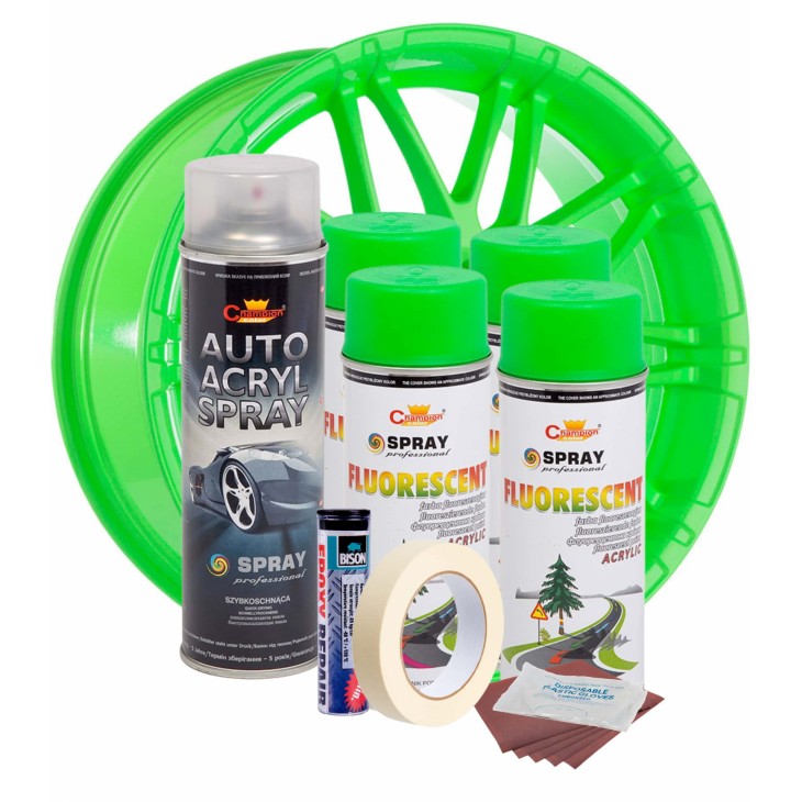 Kit complet reparatie si vopsire jante culoare Verde Fluorescent, V4 - AVX-KVJ-VFV4 - AVEX