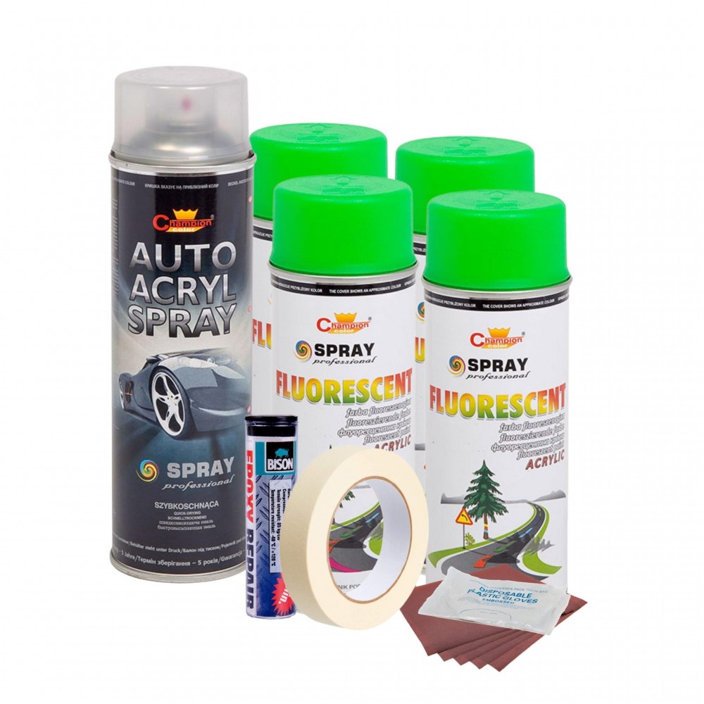 Kit complet reparatie si vopsire jante culoare Verde Fluorescent, V4 - AVX-KVJ-VFV4 - AVEX