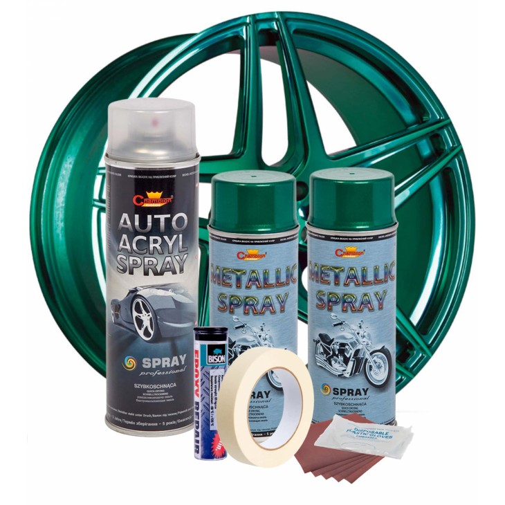 Kit complet reparatie si vopsire jante culoare Verde Metalizat, V2 - AVX-KVJ-VV2 - AVEX