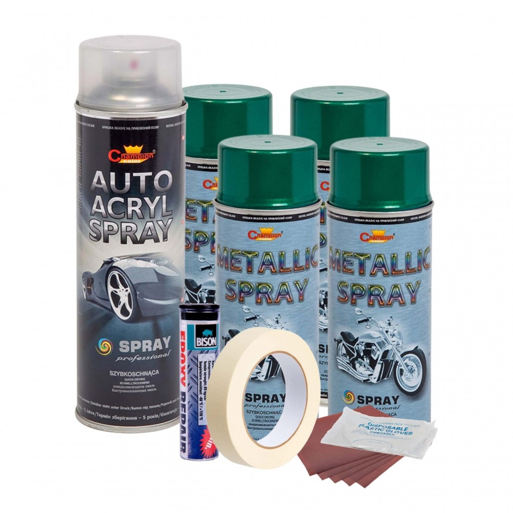 Kit complet reparatie si vopsire jante culoare Verde Metalizat, V4 - AVX-KVJ-VV4 - AVEX