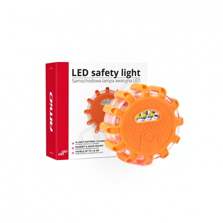 Lampa LED de urgenta pentru siguranta rutiera cu baza magnetica si functie de lanterna - AVX-AM02499 - AMIO