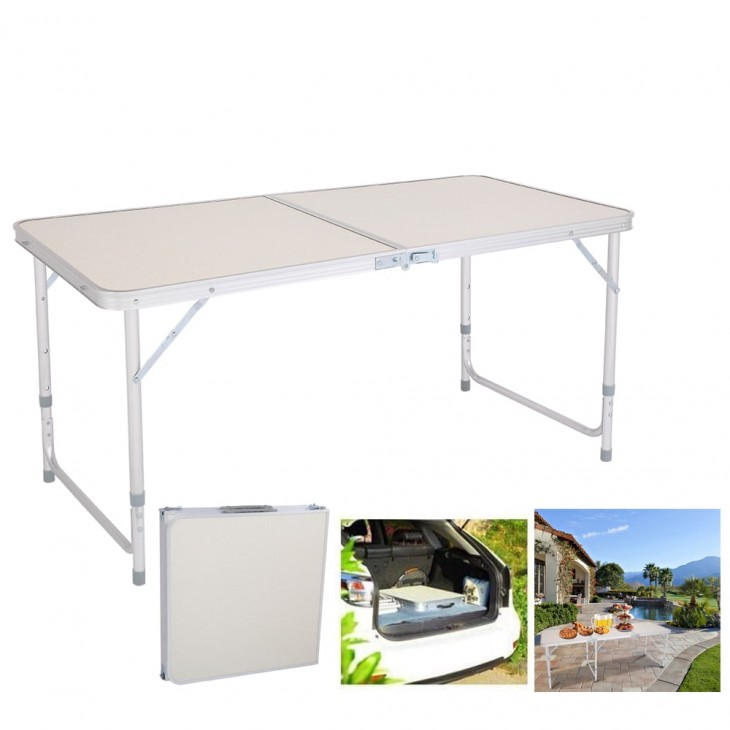 Masa Pliabila din aluminiu cu blat MDF pentru picnic, dimensiune 120 x 60 cm - AVX-T091023-2 - AVEX